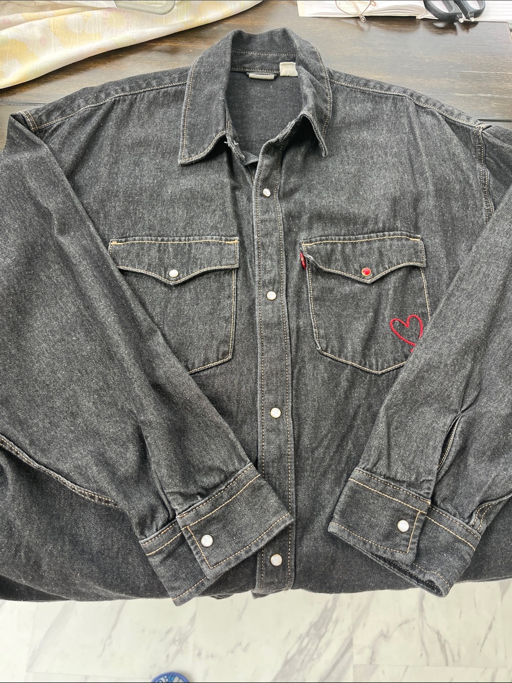 Levi's Gray Denim Jacket with Tan Stitching
